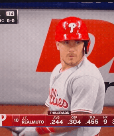 Man In Red Helmet On Baseball Field GIF