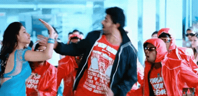 Man In Red Hip Hop Shirt Dancing With Woman GIF