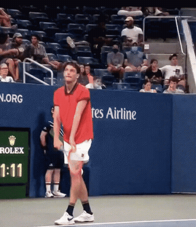 Man In Red Holding Tennis Racquet Rolex Court GIF