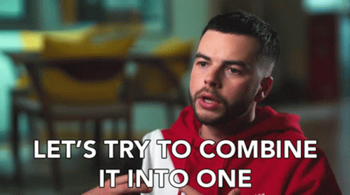 Man In Red Hoodie Saying Let's Try To Combine It Into One GIF