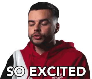 Man In Red Hoodie Saying So Excited Sticker