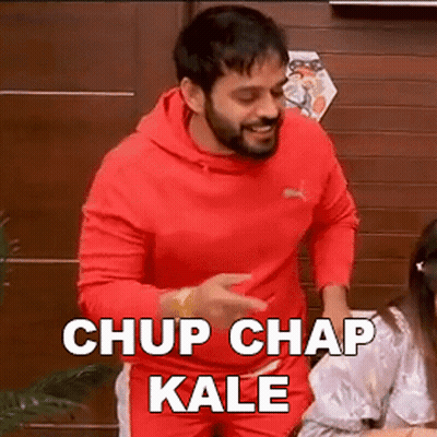 Man In Red Hoodie Says Chup Chap Kale Next To Woman GIF