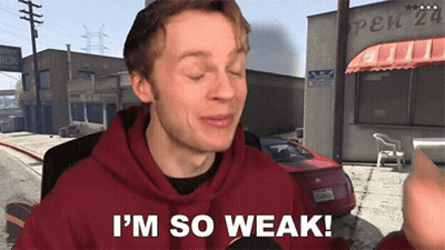 Man In Red Hoodie Says I'm So Weak GIF