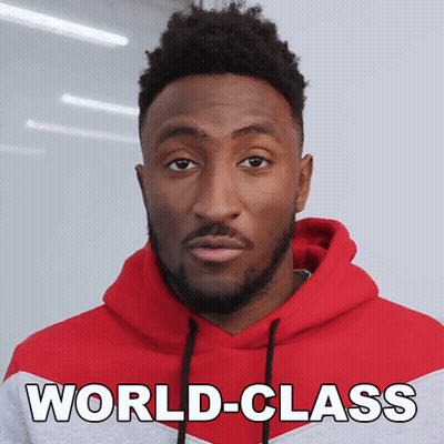 Man In Red Hoodie With World-Class On Face GIF