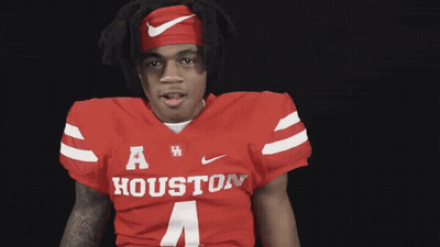 Man In Red Houston Jersey And White Gloves GIF
