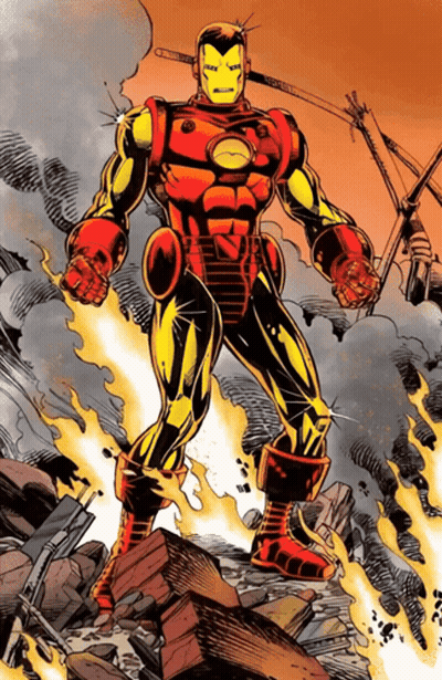 Man In Red Iron Man Suit In Front Of Cloudy Sky GIF