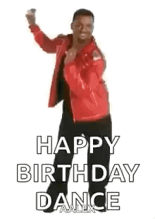 Man in Red Jacket Dancing Happy Birthday