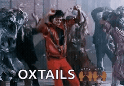Man In Red Jacket Dancing In Front Of Zombies Oxtails GIF