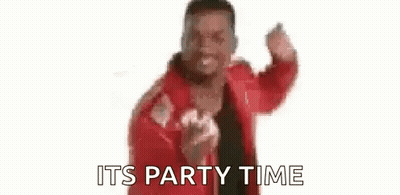 Man In Red Jacket Dancing Its Party Time GIF
