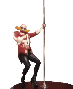 Man In Red Jacket Dancing On Pole Sticker