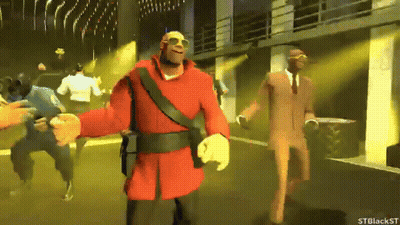 Man In Red Jacket Dancing With Another Man GIF
