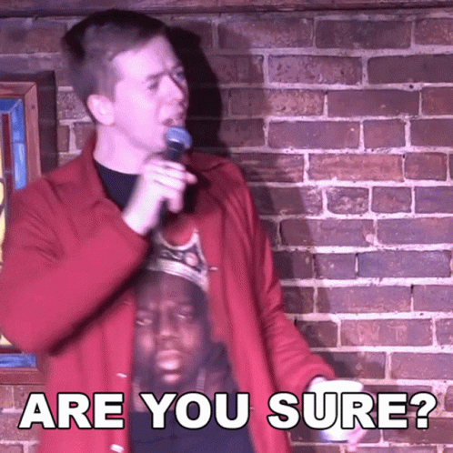 Man In Red Jacket Holding Microphone Says Are You Sure GIF