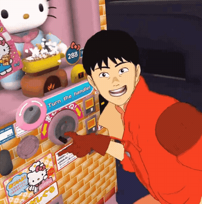 Man In Red Jacket Pressing Turn The Handle Button GIF