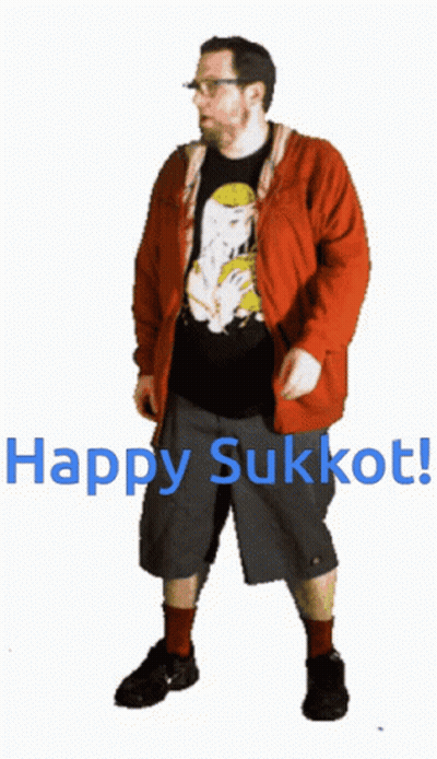 Man In Red Jacket Saying Happy Sukkot GIF