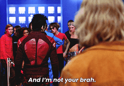 Man In Red Jacket Says And I'm Not Your Brah GIF