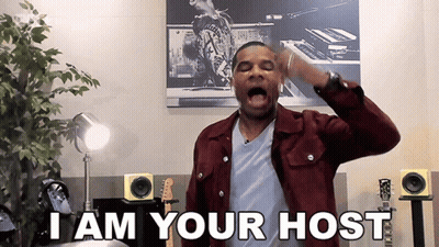 Man In Red Jacket Screaming I Am Your Host GIF