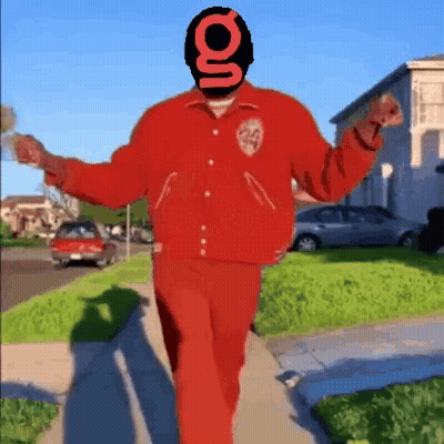 Man In Red Jacket Walking With Arms Outstretched GIF