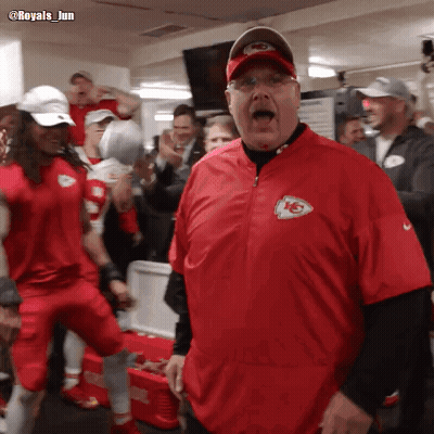 Man In Red Jacket With KC Logo GIF