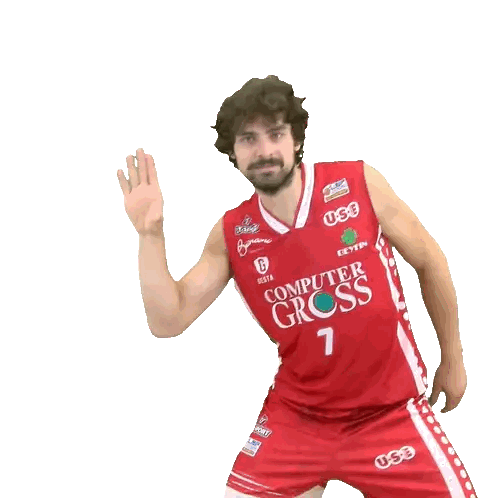 Man In Red Jersey Waving Sticker