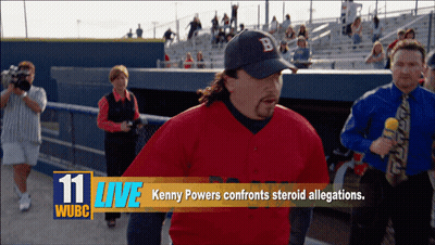 Man In Red Jersey With B Hat GIF