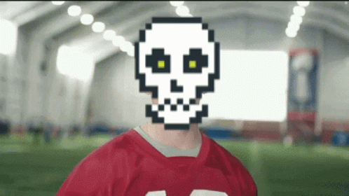 Man In Red Jersey With Skull On Face GIF