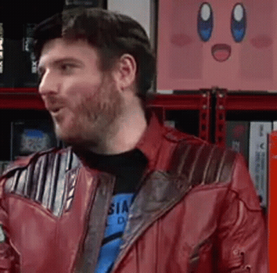 Man In Red Leather Jacket With Kirby Posters GIF