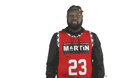 Man In Red Martin Jersey Pointing Up Sticker