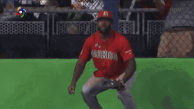 Man In Red Mexico Jersey In Front Of Fence GIF
