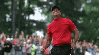 Man In Red Nike Shirt Holding Golf Club GIF