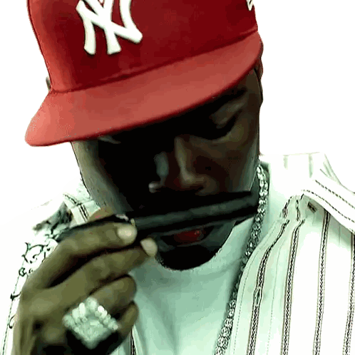 Man In Red NY Hat Smoking Sticker