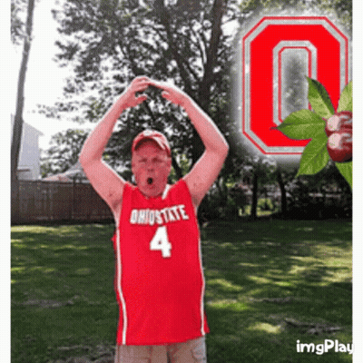 Man In Red Ohio State Jersey Number 4 GIF