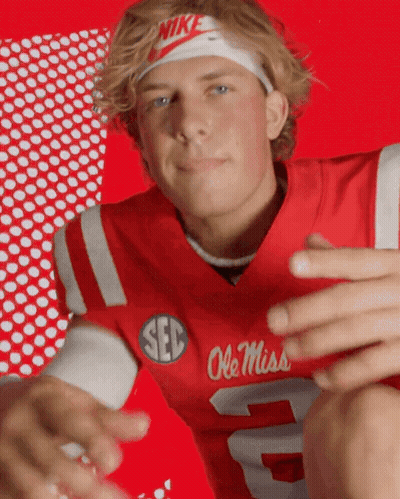 Man In Red Ole Miss Jersey GIF