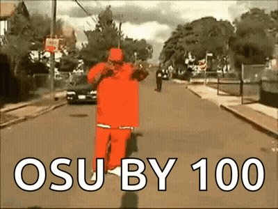 Man In Red Outfit Walking Down Street Osu By 100 GIF