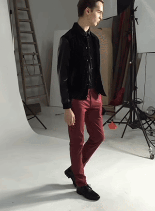 Man In Red Pants And Black Jacket GIF