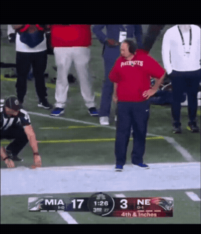 Man In Red Patriots Shirt On Football Sidelines GIF