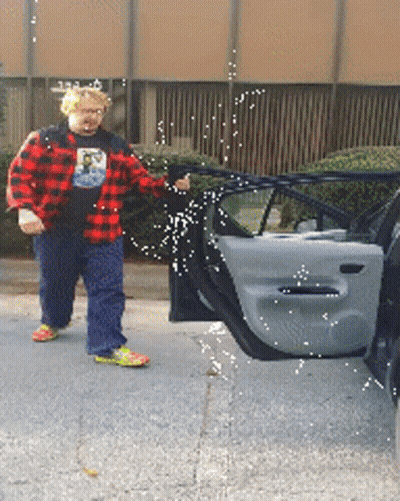 Man In Red Plaid Shirt Standing Next To Car GIF