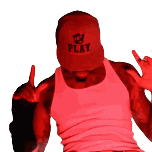 Man In Red Play Hat Making Peace Sign Sticker