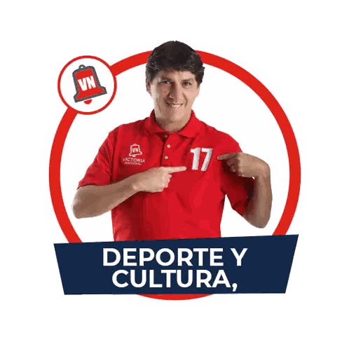 Man In Red Polo Points To 17 Sticker