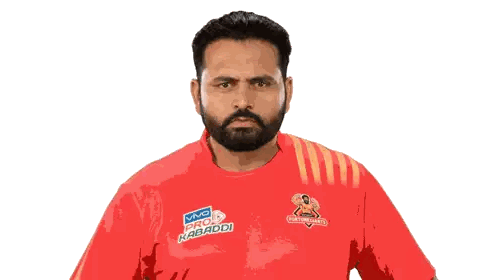 Man In Red Pro Kabaddi Shirt Sticker