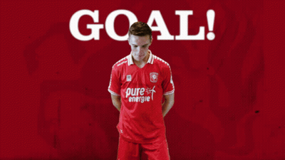 Man In Red Pure Energie Shirt Saying Goal GIF