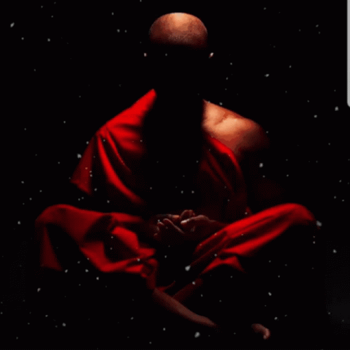 Man In Red Robe Sitting Lotus GIF