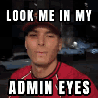Man In Red Shirt And Baseball Cap Says Look Me In My Admin Eyes GIF