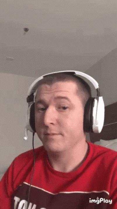 Man In Red Shirt And Headphones Saying Tow GIF