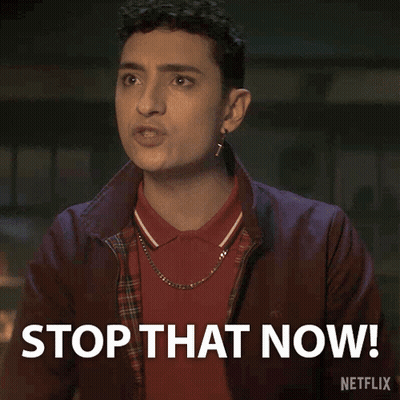 Man In Red Shirt And Plaid Jacket Says Stop That Now GIF