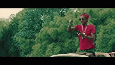 Man In Red Shirt And Sunglasses On Car Roof GIF