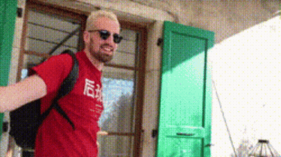 Man In Red Shirt And Sunglasses GIF