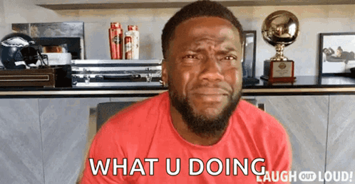 Man In Red Shirt Crying Says What U Doing GIF