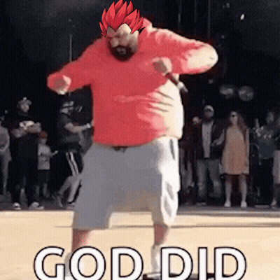 Man In Red Shirt Dancing Saying God Did GIF