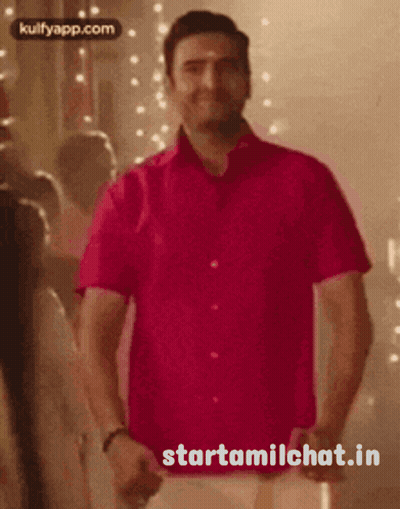 Man In Red Shirt Dancing Starttamilchat.in GIF