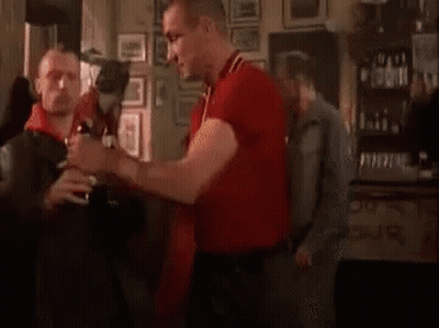 Man In Red Shirt Drinking Beer GIF